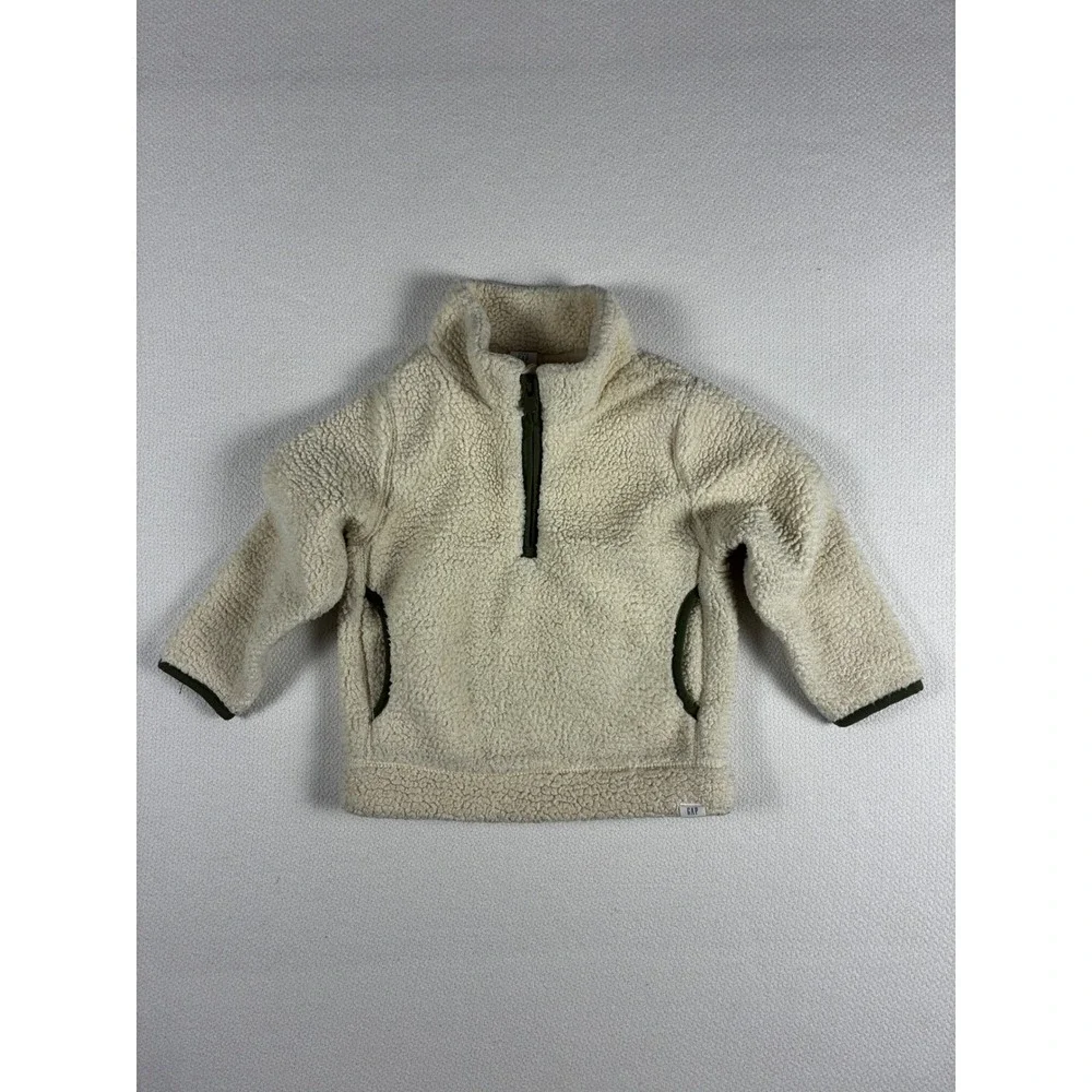 Gap Sherpa Quarter Zip Pullover Cream Gorpcore 2T
